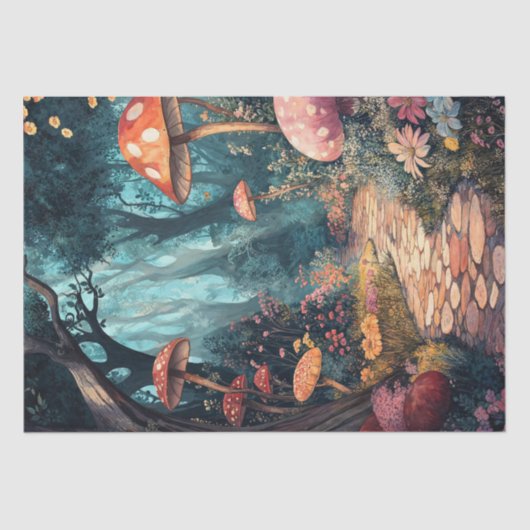 Papier Mousseline Chemin forestier enchanté à travers Wonderland (Recto)