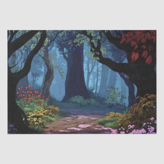 Papier Mousseline Chemin forestier enchâssé (Recto)
