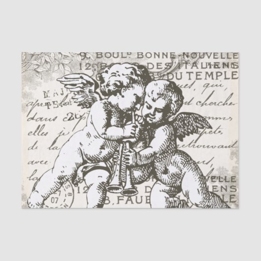 Papier Mousseline Cherub Decoupage papier de tissus - Français Vinta (Recto)