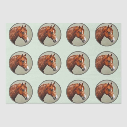 Papier Mousseline Chestnut Morgan Cheval Sage Vert (Recto)