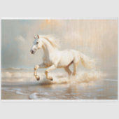 Papier Mousseline Cheval Blanc courir sur la page Découpage de plage (Recto)