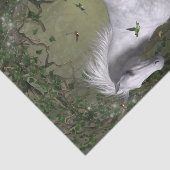 Papier Mousseline Cheval blanc dans les bois avec des colibris (Détail)