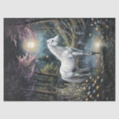 Papier Mousseline Cheval blanc dans une oasis paisible Découpage (Recto)