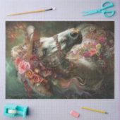 Papier Mousseline Cheval blanc éclaboussé de couleur (Artisanat)