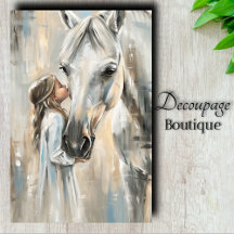 Cheval Blanc Et Petite Fille Decoupage
