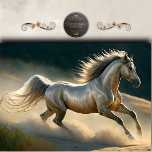 Papier Mousseline Cheval Blanc Majestueux Decoupage