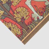 Papier Mousseline CHEVAL BLANC RAMPANT, ARBRES EN BOIS Art Nouveau (Détail)