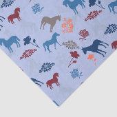 Papier Mousseline Cheval Bleu Et Fleur (Détail)