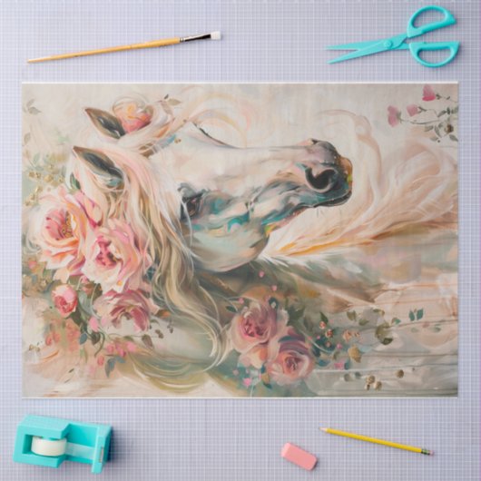 Papier Mousseline Cheval Céleste Deux (Artisanat)