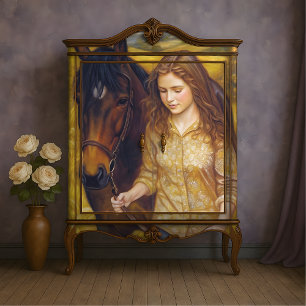 Papier Mousseline Cheval châtaigne Golden Girl champs d'automne déco