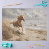 Papier Mousseline Cheval courir sur la plage Peinture Découpage (Artisanat)