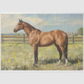 Papier Mousseline Cheval de Baie dans un pâturage Peinture Découpage (Recto)