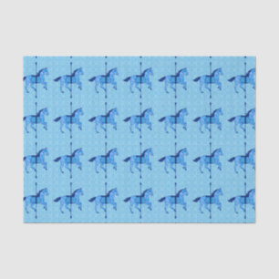 Papier Mousseline Cheval de carrousel - Cobalt et Sky Blue