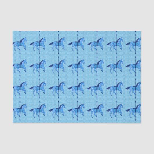 Papier Mousseline Cheval de carrousel - Cobalt et Sky Blue (Recto)