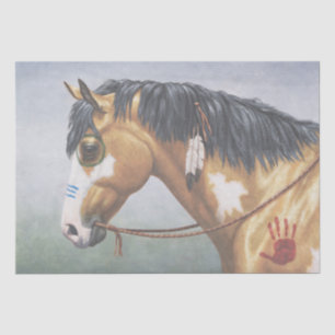 Papier Mousseline Cheval de guerre amérindien Buckskin Pinto