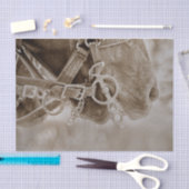 Papier Mousseline Cheval de la Sepia Vintage Russe (Artisanat)