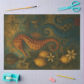 Papier Mousseline Cheval de mer aux citrons et découpage nautique (Artisanat)