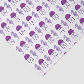 Papier Mousseline Cheval de mer et méduse violet et blanc (Détail)