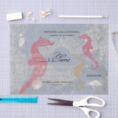 Papier Mousseline Cheval de mer rose Coquille Bleu Découpage Françai (Artisanat)