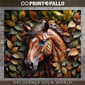 Papier Mousseline Cheval en feuilles d'automne