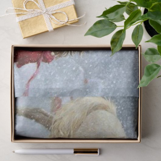 Papier Mousseline Cheval et fille en hiver (Cadeau)