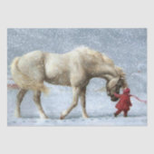 Papier Mousseline Cheval et fille en hiver (Recto)