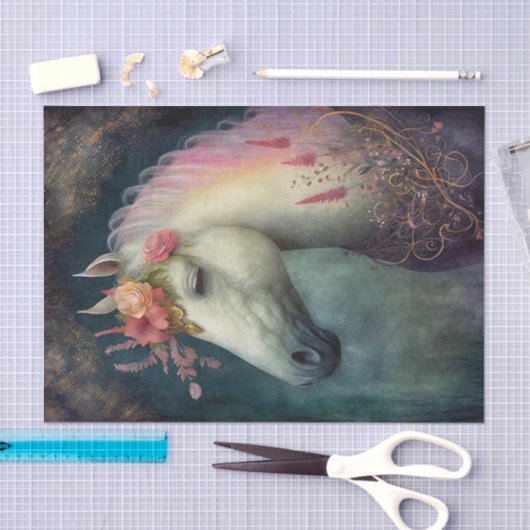 Papier Mousseline Cheval floral antique (Artisanat)