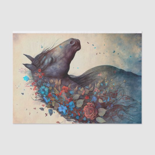 Papier Mousseline Cheval Floral Élégant (Recto)