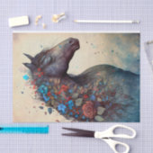 Papier Mousseline Cheval Floral Élégant (Artisanat)