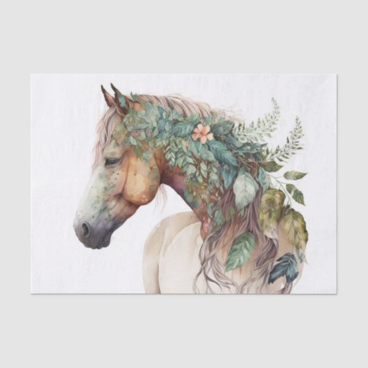 Papier Mousseline Cheval floral exceptionnel (Recto)
