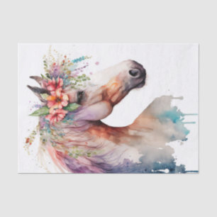 Papier Mousseline Cheval floral exceptionnel