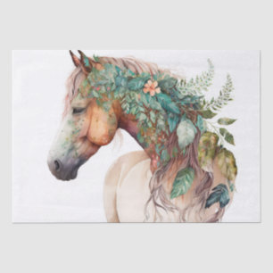 Papier Mousseline Cheval floral exceptionnel