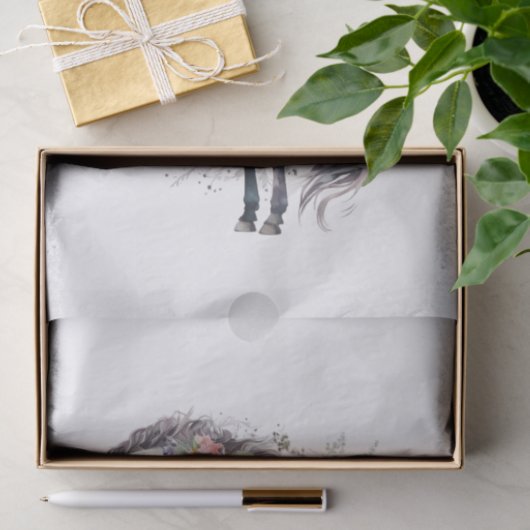Papier Mousseline Cheval Floral II (Cadeau)