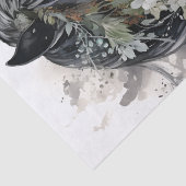 Papier Mousseline Cheval floral noir et blanc Boho (Détail)