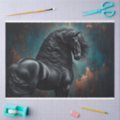 Papier Mousseline Cheval friésien - Découpage du Cheval de guerre go (Artisanat)