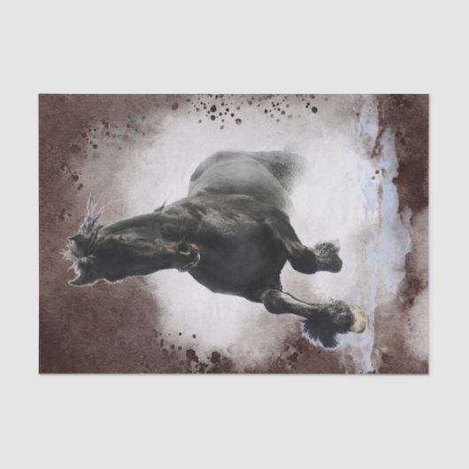 Papier Mousseline Cheval friésien noir (Recto)