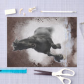 Papier Mousseline Cheval friésien noir (Artisanat)