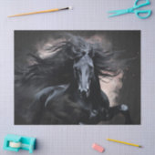 Papier Mousseline Cheval Frison noir découpage (Artisanat)