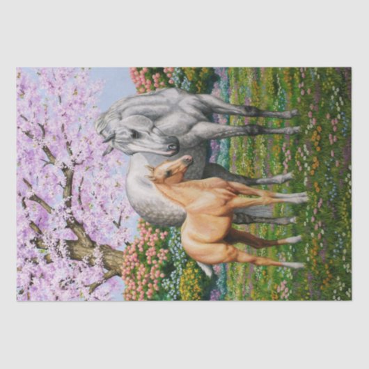 Papier Mousseline Cheval Gris Dappel Mare Palomino Foie (Recto)