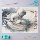 Papier Mousseline Cheval hiver Aquarelle de Noël (Artisanat)