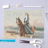 Papier Mousseline Cheval Lady Rider Découpage French Seaside Beach (Artisanat)