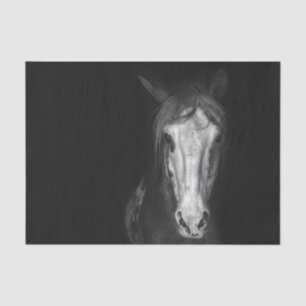 Papier Mousseline Cheval moderne noir et blanc 