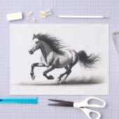 Papier Mousseline Cheval Mustang sauvage Découpage noir et blanc (Artisanat)
