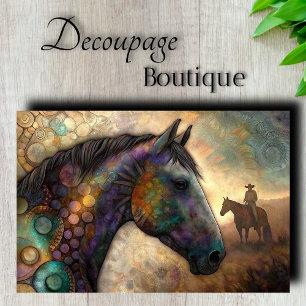 Papier Mousseline Cheval Mystique en Découpage