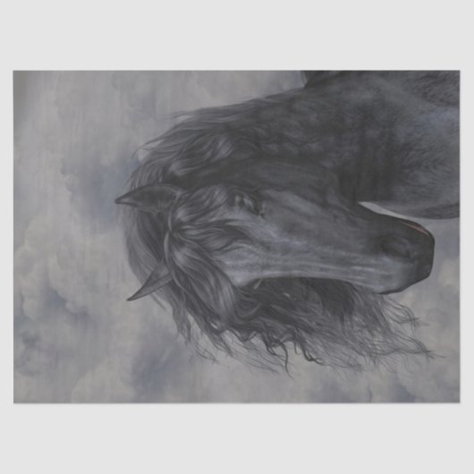 Papier Mousseline Cheval noir (Recto)