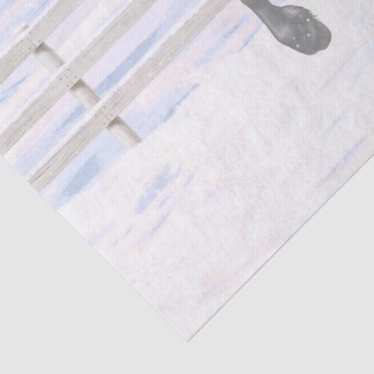 Papier Mousseline Cheval Noir Friésien En Neige (Détail)