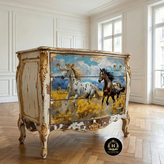 Papier Mousseline Cheval Sauvage Mustang Découpage rustique