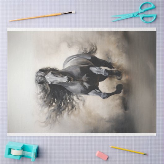 Papier Mousseline Cheval Stallion Noir Courir Découpage (Artisanat)