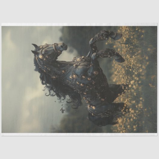 Papier Mousseline Cheval Stallion Noir Staline Decoupage (Recto)