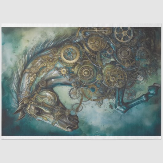 Papier Mousseline Cheval Steampunk 1 papier découpage (Recto)